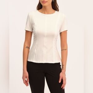 NWT Catherine Malandrino Trim Detail Stretch Knit Jersey Top- Size S/P